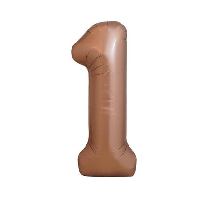 32 Inch Foil Number Balloons 0~9 - BROWN Color︱Big Giant Balloon for 1st Birthday Anniversary Celebration Party