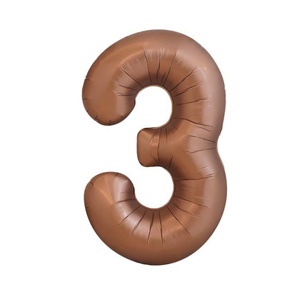 32 Inch Foil Number Balloons 0~9 - BROWN Color︱Big Giant Balloon for 1st Birthday Anniversary Celebration Party