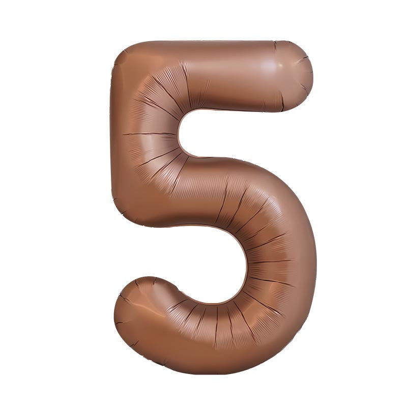 32 Inch Foil Number Balloons 0~9 - BROWN Color︱Big Giant Balloon for 1st Birthday Anniversary Celebration Party