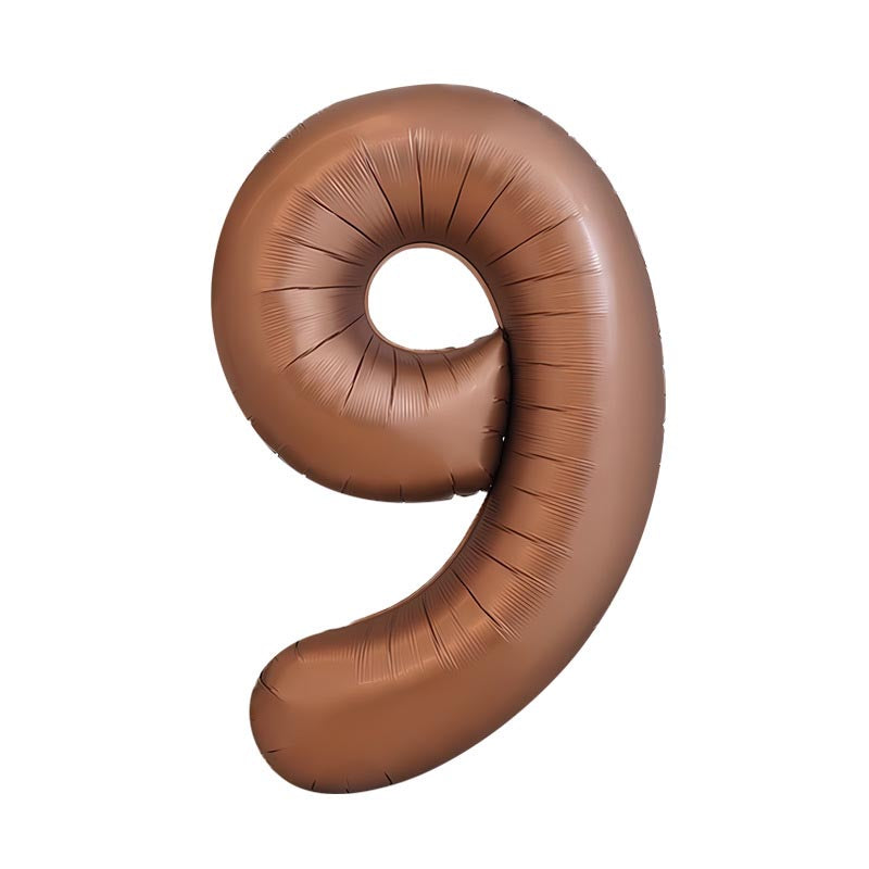 32 Inch Foil Number Balloons 0~9 - BROWN Color︱Big Giant Balloon for 1st Birthday Anniversary Celebration Party