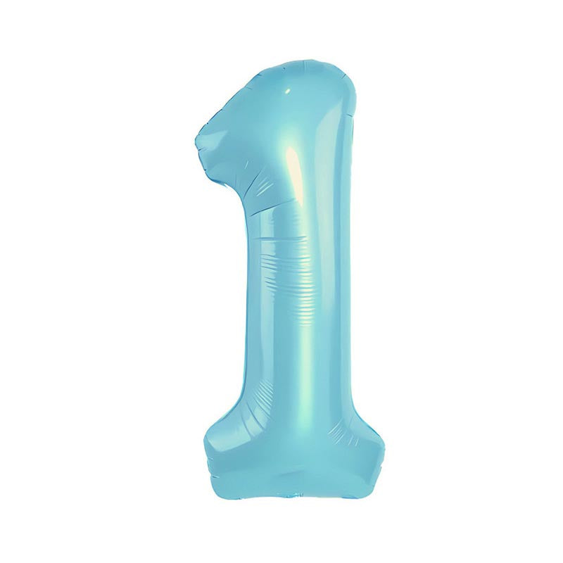 32 Inch Foil Number Balloons 0~9 - LIGHT BLUE Color︱Big Giant Balloon for 1st Birthday Anniversary Celebration Party