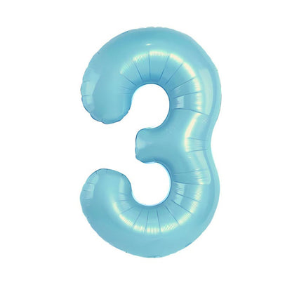 32 Inch Foil Number Balloons 0~9 - LIGHT BLUE Color︱Big Giant Balloon for 1st Birthday Anniversary Celebration Party