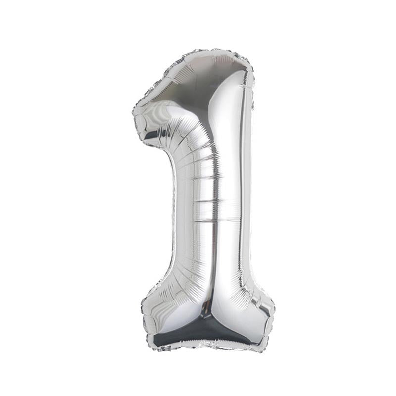 32 Inch Foil Number Balloons 0~9 - SILVER Color︱Big Giant Balloon for 1st Birthday Anniversary Celebration Party