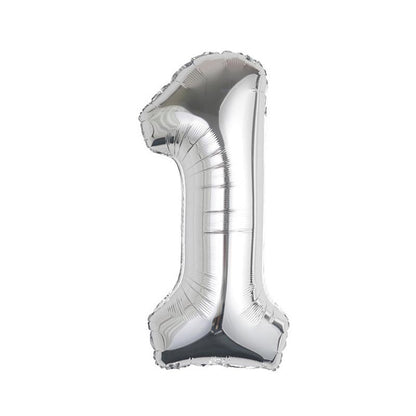 32 Inch Foil Number Balloons 0~9 - SILVER Color︱Big Giant Balloon for 1st Birthday Anniversary Celebration Party