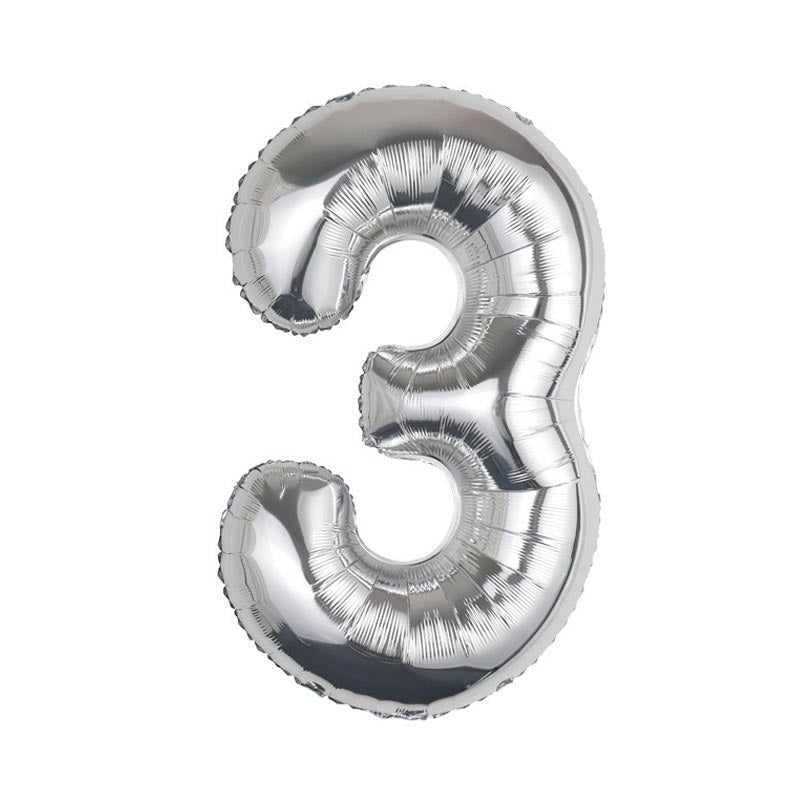 32 Inch Foil Number Balloons 0~9 - SILVER Color︱Big Giant Balloon for 1st Birthday Anniversary Celebration Party