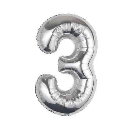 32 Inch Foil Number Balloons 0~9 - SILVER Color︱Big Giant Balloon for 1st Birthday Anniversary Celebration Party