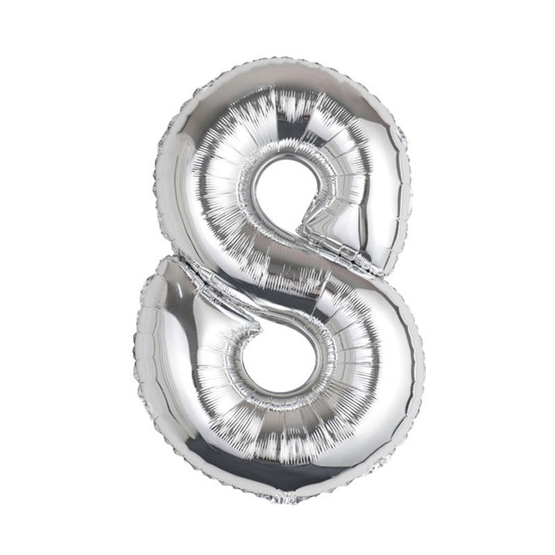 32 Inch Foil Number Balloons 0~9 - SILVER Color︱Big Giant Balloon for 1st Birthday Anniversary Celebration Party
