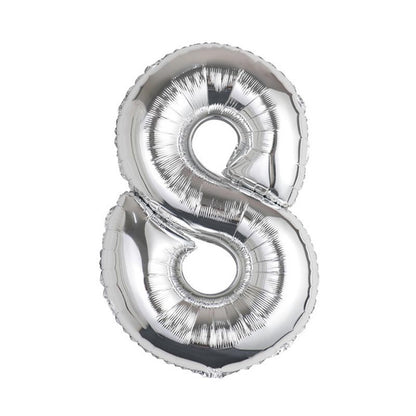 32 Inch Foil Number Balloons 0~9 - SILVER Color︱Big Giant Balloon for 1st Birthday Anniversary Celebration Party