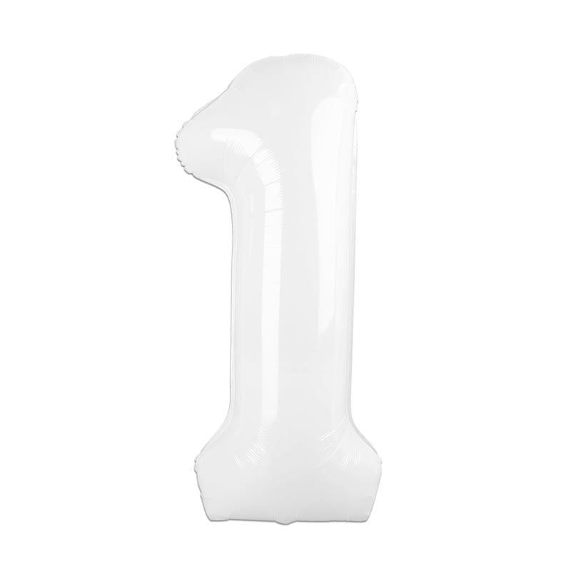 32 Inch Foil Number Balloons 0~9 - WHITE Color︱Big Giant Balloon for 1st Birthday Anniversary Celebration Party