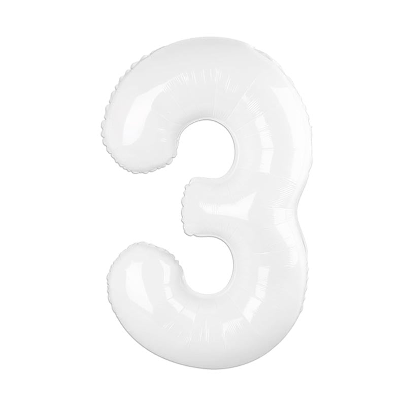 32 Inch Foil Number Balloons 0~9 - WHITE Color︱Big Giant Balloon for 1st Birthday Anniversary Celebration Party