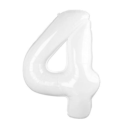 32 Inch Foil Number Balloons 0~9 - WHITE Color︱Big Giant Balloon for 1st Birthday Anniversary Celebration Party