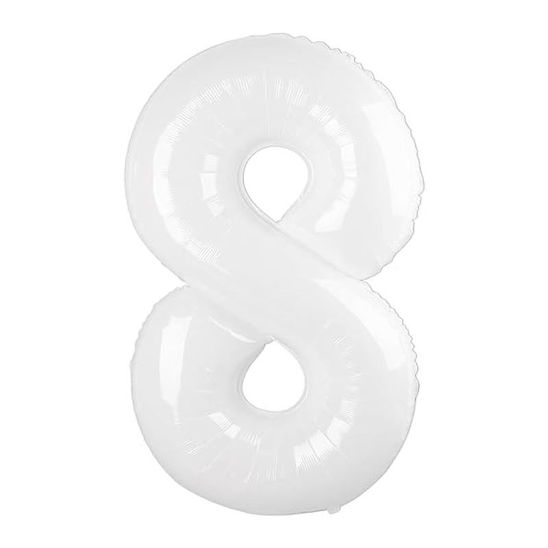 32 Inch Foil Number Balloons 0~9 - WHITE Color︱Big Giant Balloon for 1st Birthday Anniversary Celebration Party