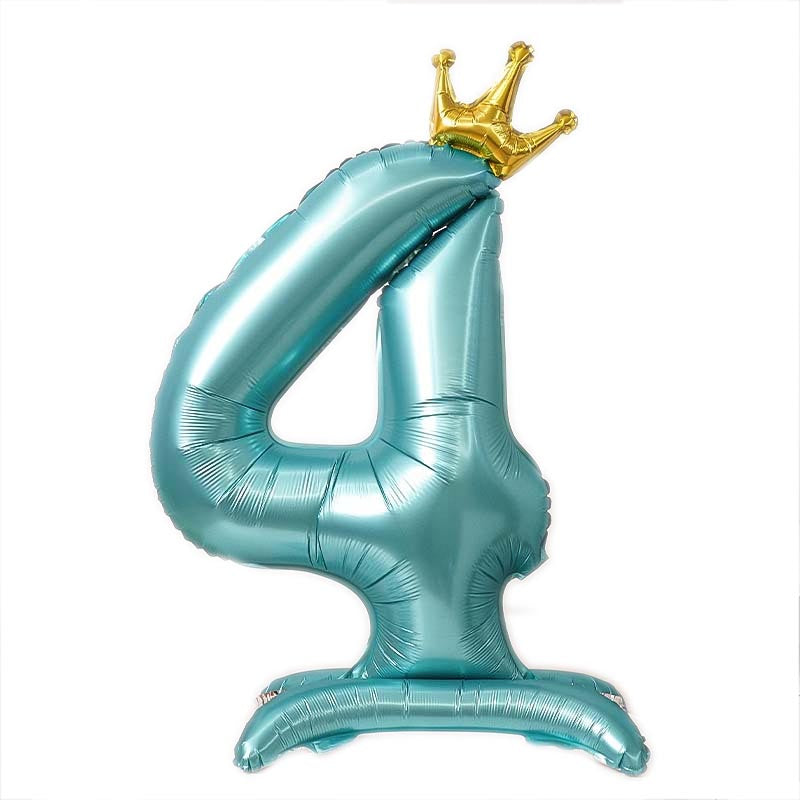 42 Inch Standing Number Balloon with Crown - BLUE Color︱Big Giant Balloon for 1st Birthday, Boy's Birthday Anniversary Celebration Party