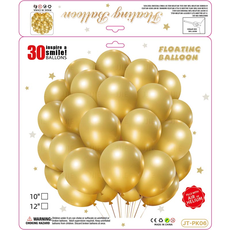 10 Inch Metallic Floating Thickened Latex Balloon 30Pcs - GOLD Color︱Air or Helium︱Birthday Essentials, Wedding, Anniversary Decoration︱Event Styling