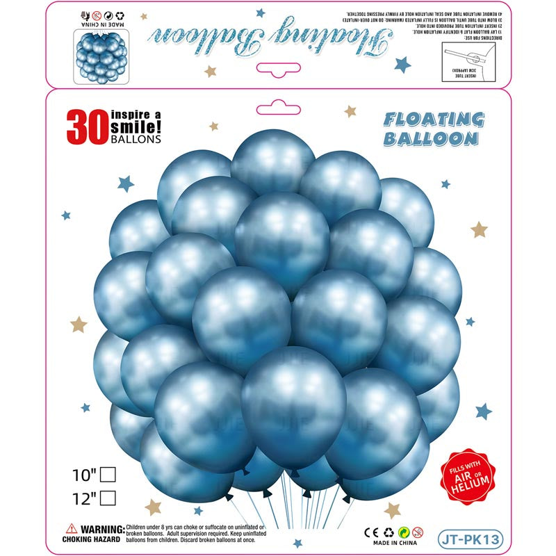 10 Inch Metallic Floating Thickened Latex Balloon 30Pcs - LIGHT BLUE Color︱Air or Helium︱Birthday Essentials, Wedding, Anniversary Decoration︱Event Styling