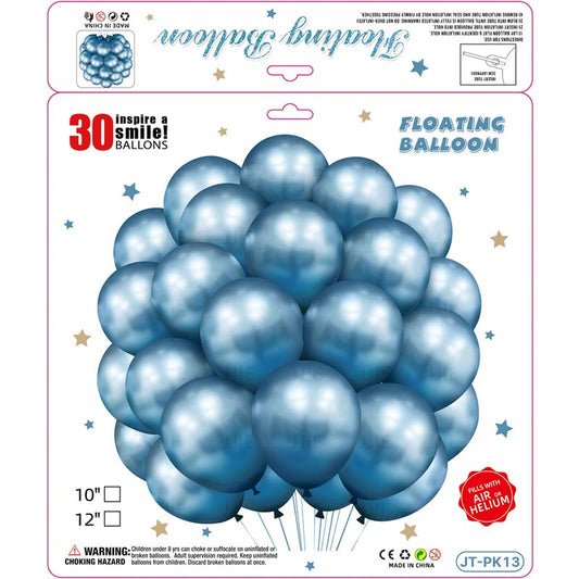 10 Inch Metallic Floating Thickened Latex Balloon 30Pcs - LIGHT BLUE Color︱Air or Helium︱Birthday Essentials, Wedding, Anniversary Decoration︱Event Styling