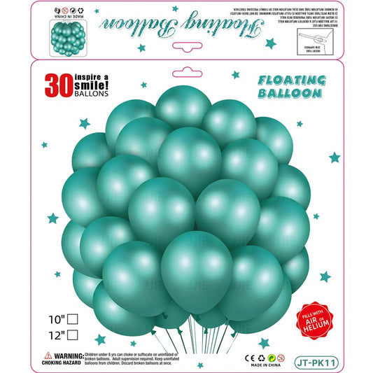 10 Inch Metallic Floating Thickened Latex Balloon 30Pcs - TIFFANY BLUE Color︱Air or Helium︱Birthday Essentials, Wedding, Anniversary Decoration︱Event Styling