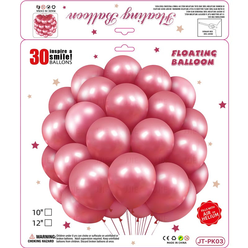 10 Inch Metallic Floating Thickened Latex Balloon 30Pcs - RED Color︱Air or Helium︱Birthday Essentials, Wedding, Anniversary Decoration︱Event Styling
