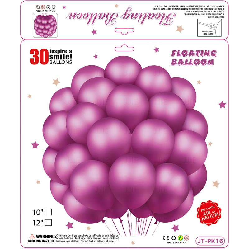 10 Inch Metallic Floating Thickened Latex Balloon 30Pcs - HOT PINK Color︱Air or Helium︱Birthday Essentials, Wedding, Anniversary Decoration︱Event Styling