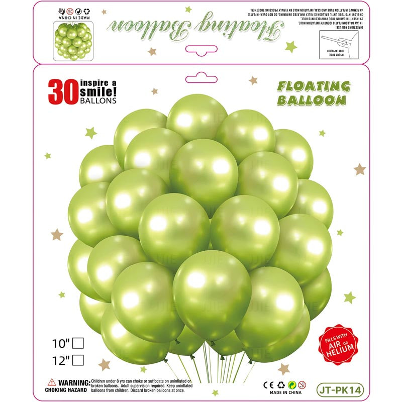 10 Inch Metallic Floating Thickened Latex Balloon 30Pcs - LIME GREEN Color︱Air or Helium︱Birthday Essentials, Wedding, Anniversary Decoration︱Event Styling