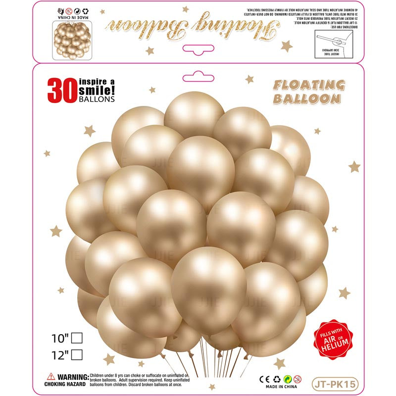 10 Inch Metallic Floating Thickened Latex Balloon 30Pcs - CHAMPAGNE Color︱Air or Helium︱Birthday Essentials, Wedding, Anniversary Decoration︱Event Styling
