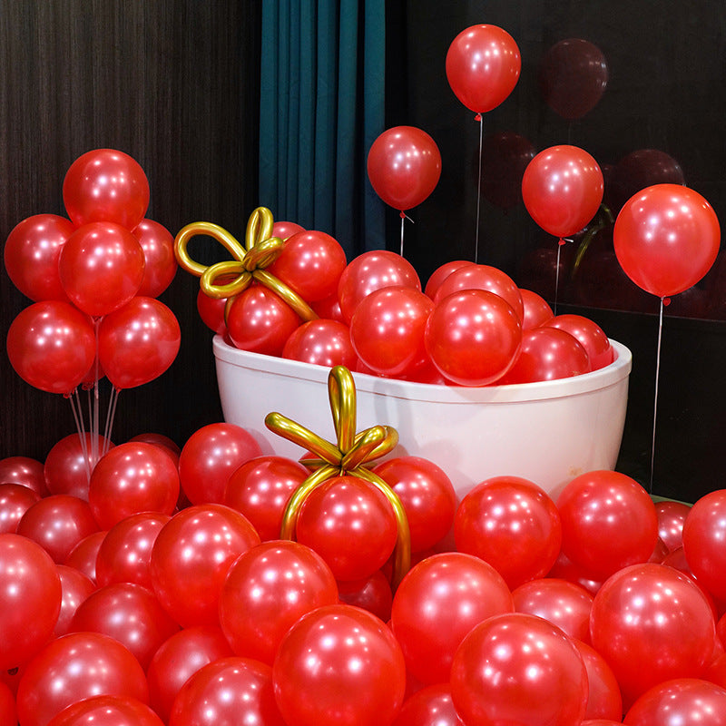 10 Inch Pearlescent Thickened Latex Balloon 100Pcs  PL#20 RED Color︱Birthday Essentials, Wedding, Anniversary Decoration︱Event Styling