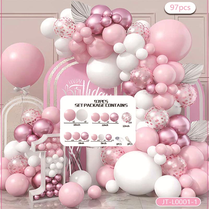 Balloon Garland Arch Kit A 97Pcs  ARCH#01 PINK-WHITE