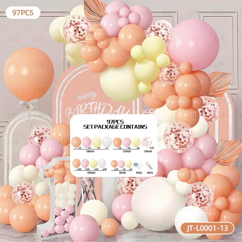 Balloon Garland Arch Kit A 97Pcs  ARCH#11 PASTEL YELLOW-PINK-ORANGE
