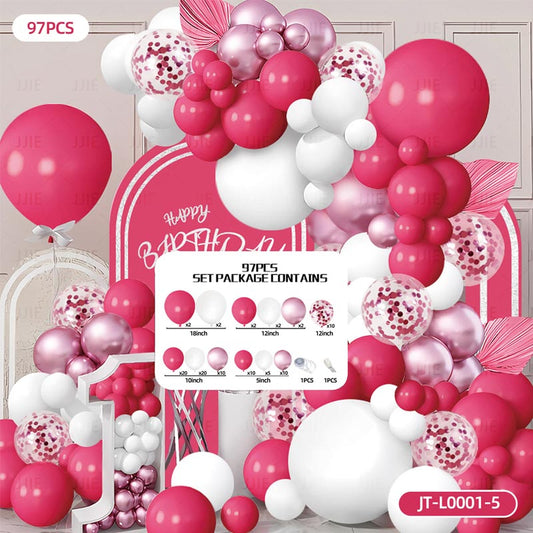 Balloon Garland Arch Kit A 97Pcs  ARCH#05 HOT PINK-WHITE