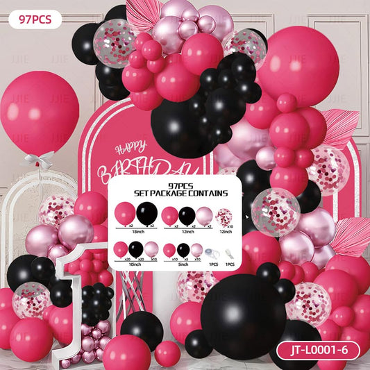 Balloon Garland Arch Kit A 97Pcs  ARCH#06 HOT PINK-BLACK