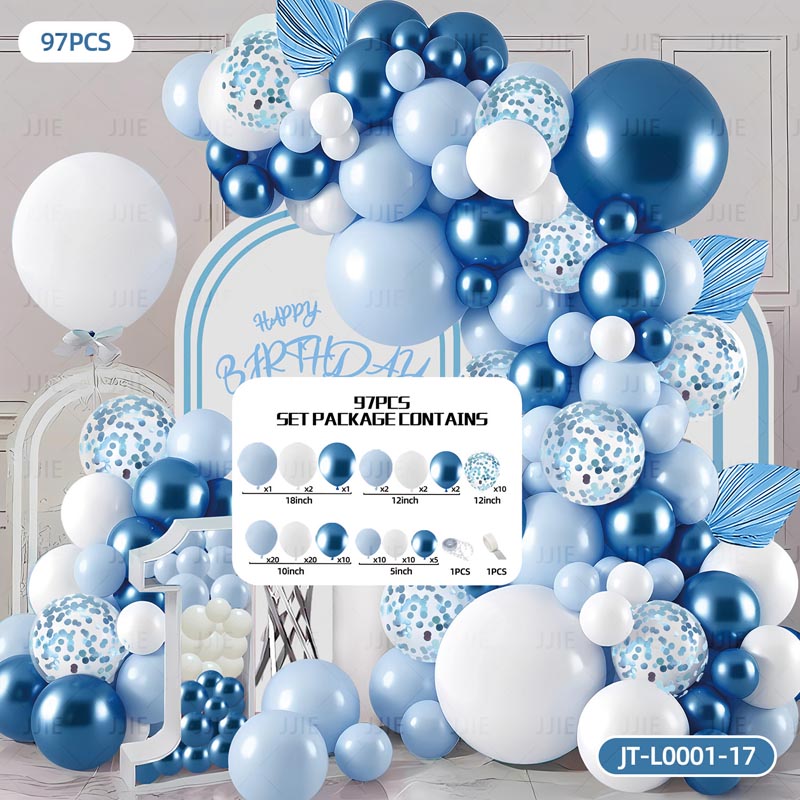 Balloon Garland Arch Kit A 97Pcs  ARCH#15 PASTEL BLUE-ROYAL BLUE-WHITE