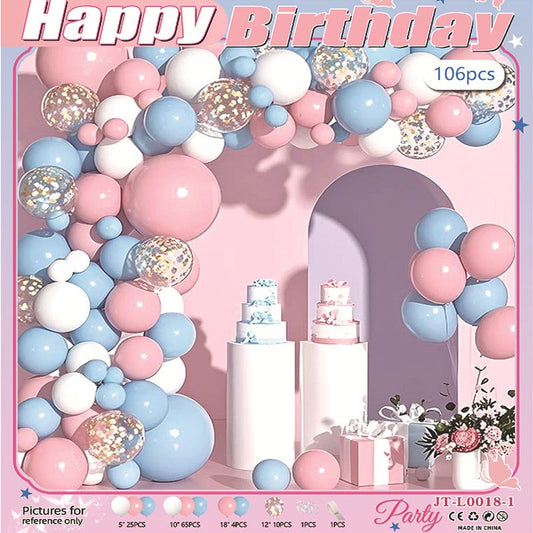 Balloon Garland Arch Kit B 106Pcs  ARCH#26 LIGHT PINK-WHITE-LIGHT BLUE Color︱Baby Shower 1st Birthday