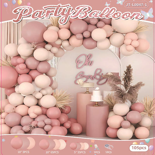 Balloon Garland Arch Kit B 105Pcs  ARCH#27 PINK-CREAM Color︱Baby Shower 1st Birthday
