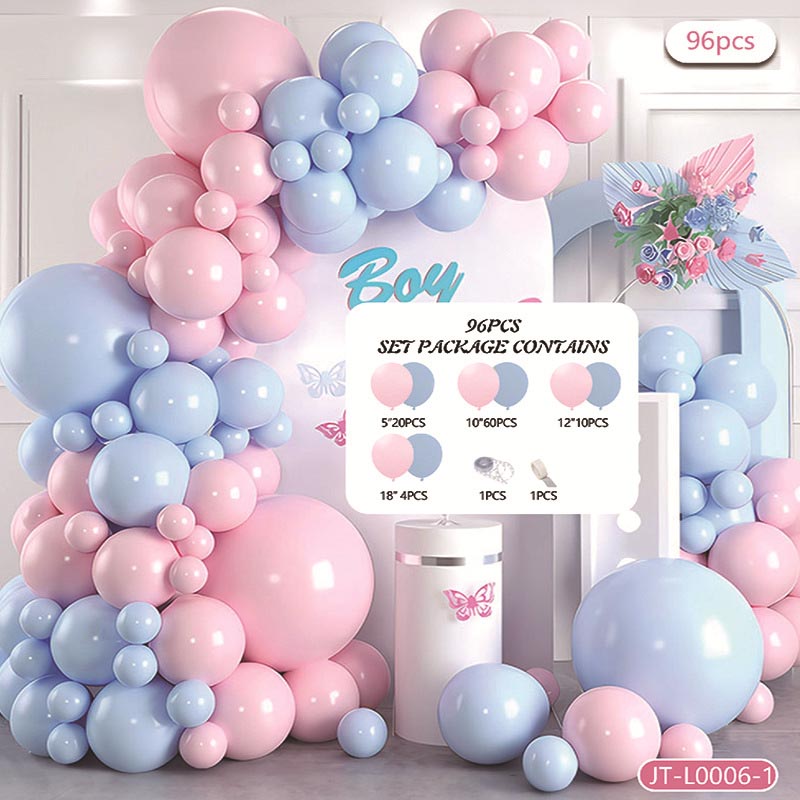 Two Colors Balloon Garland Arch Kit C 96Pcs  ARCH#32 PASTEL PINK-BLUE Color︱Baby Shower 1st Birthday