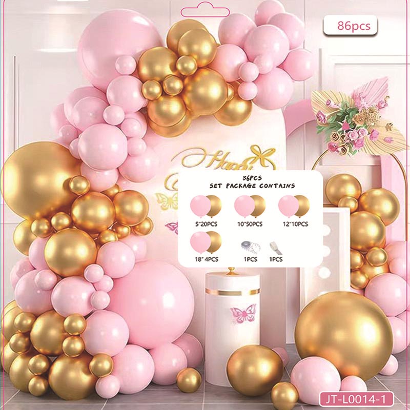Two Colors Balloon Garland Arch Kit C 86Pcs  ARCH#35 PINK-GOLD