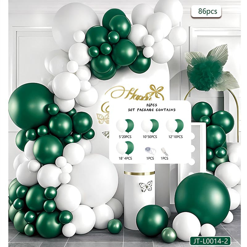 Two Colors Balloon Garland Arch Kit C 86Pcs  ARCH#36 DARK GREEN-WHITE