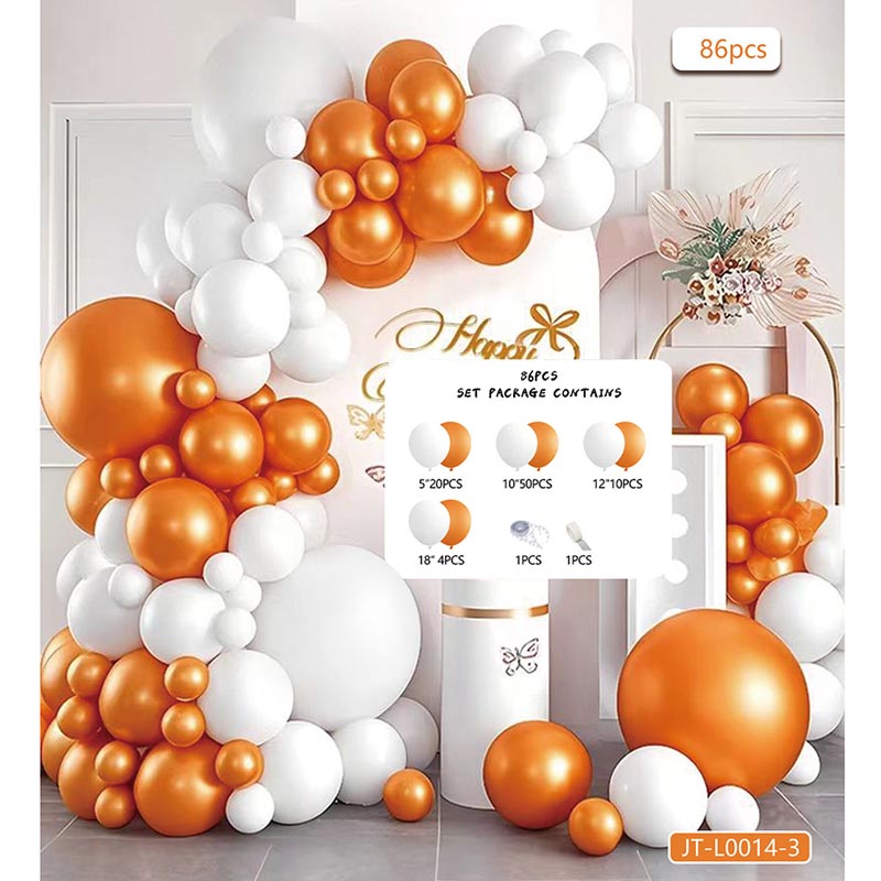 Two Colors Balloon Garland Arch Kit C 86Pcs  ARCH#37 ORANGE-WHITE