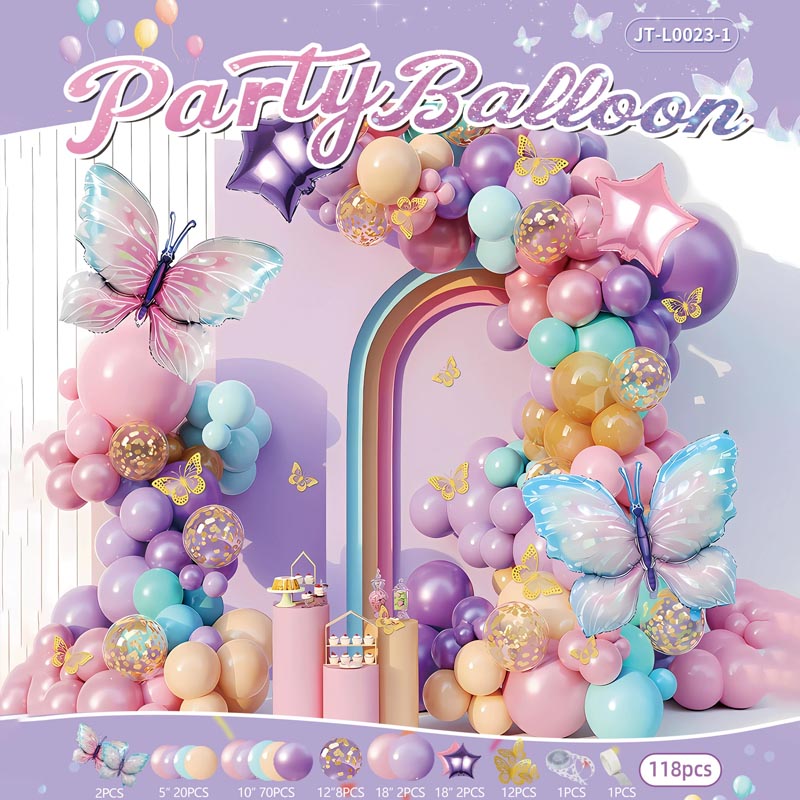 Butterfly Balloon Garland Arch Kit E 118Pcs  ARCH#51 MACAROON