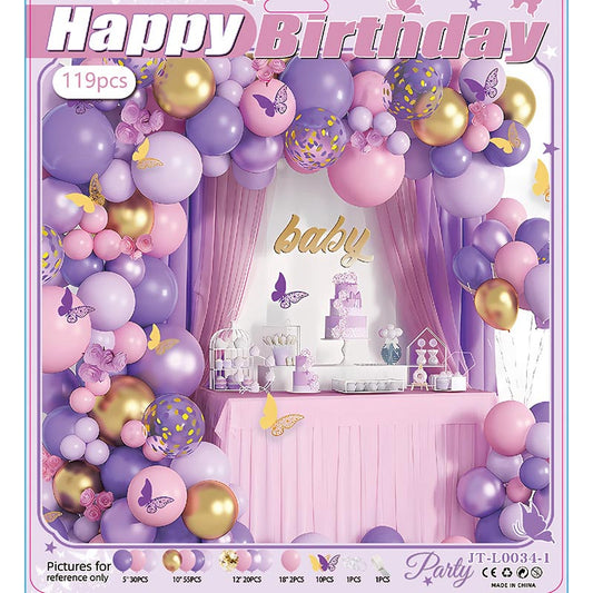 Butterfly Balloon Garland Arch Kit E 119Pcs  ARCH#63 PURPLE-GOLD-PINK