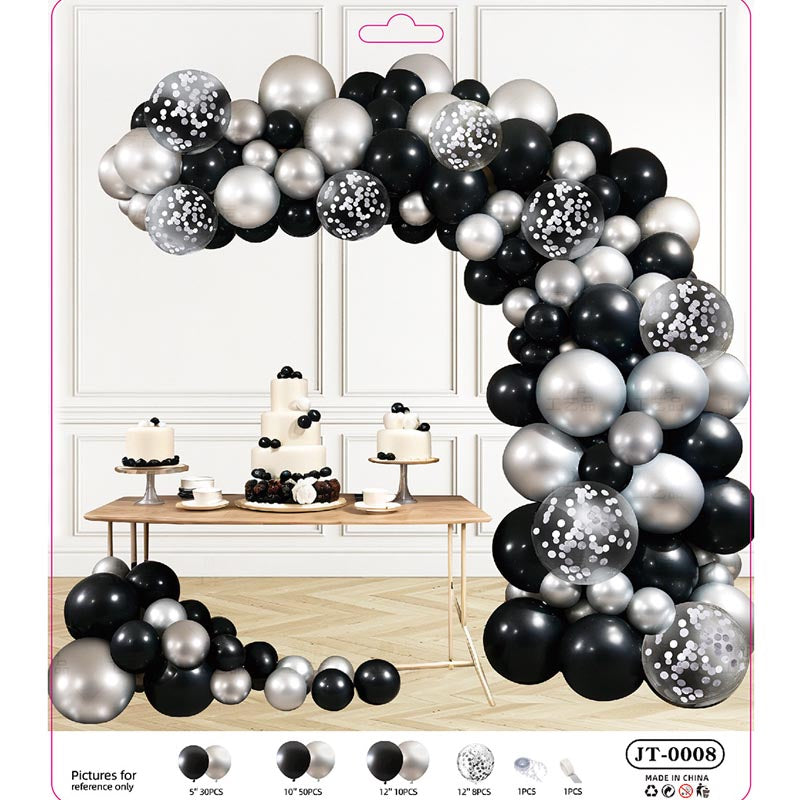 Balloon Garland Arch Kit G 100Pcs  ARCH#79 BLACK-SILVER