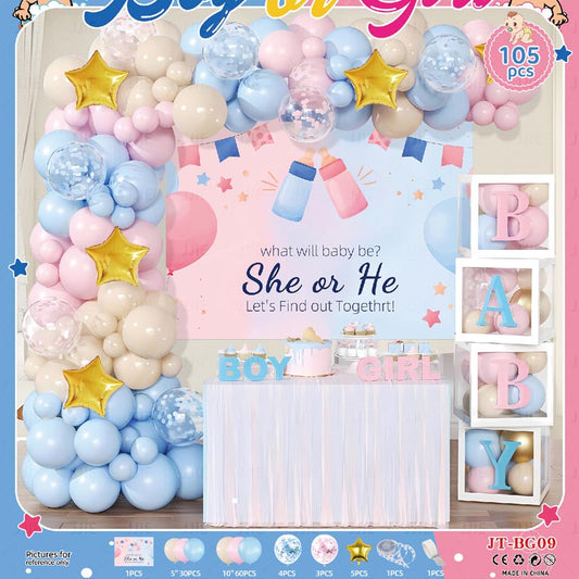 Baby Shower Balloon Sets 105Pcs BS#07 Baby Shower Gender Reveal