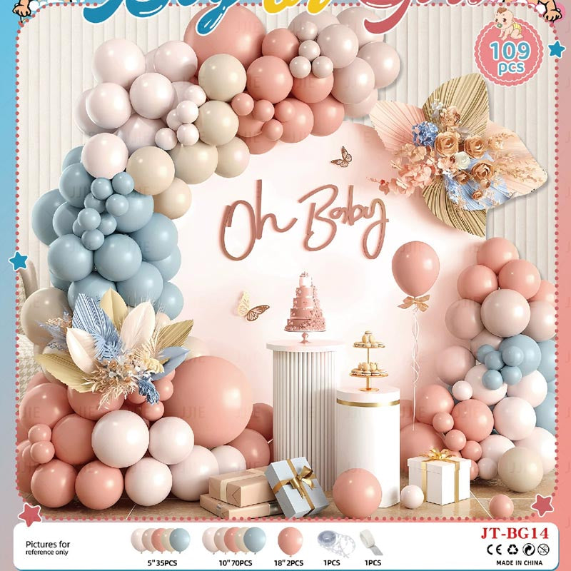 Baby Shower Balloon Sets 109Pcs  BS#09 Baby Shower Gender Reveal 1st Birthday