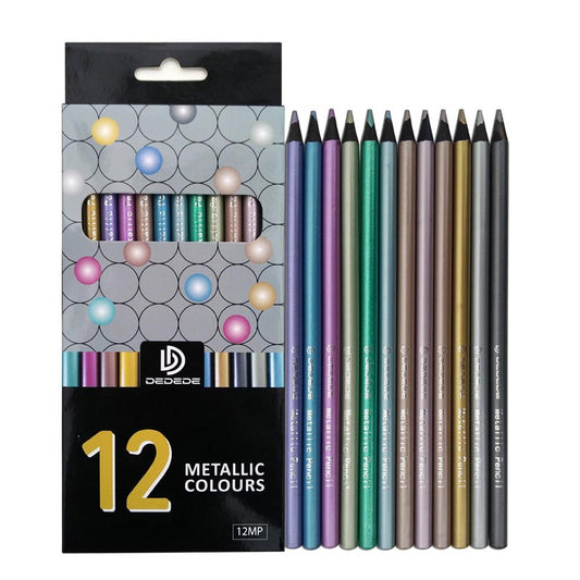 Premium Black Wood Pencils Metallic Colors 12 Colors