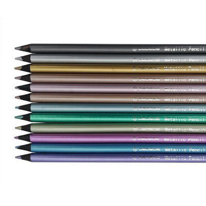 Premium Black Wood Pencils Metallic Colors 12 Colors