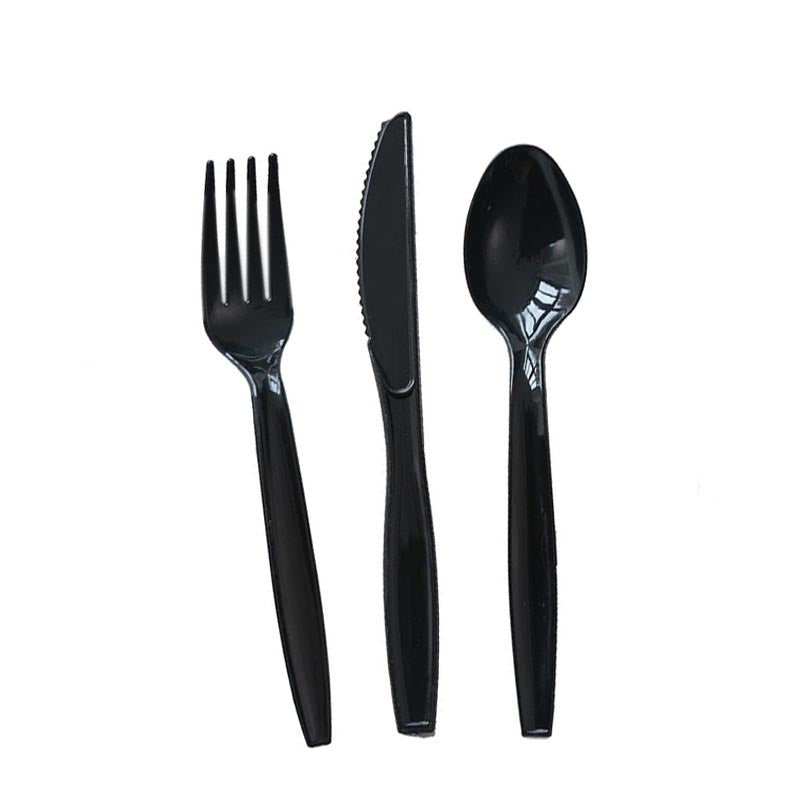 Reusable Plastic Cutlery 50Pcs  BLACK