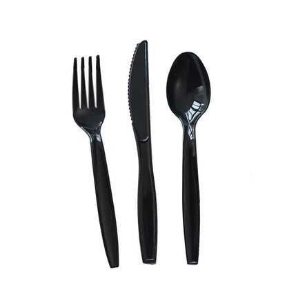 Reusable Plastic Cutlery 50Pcs  BLACK