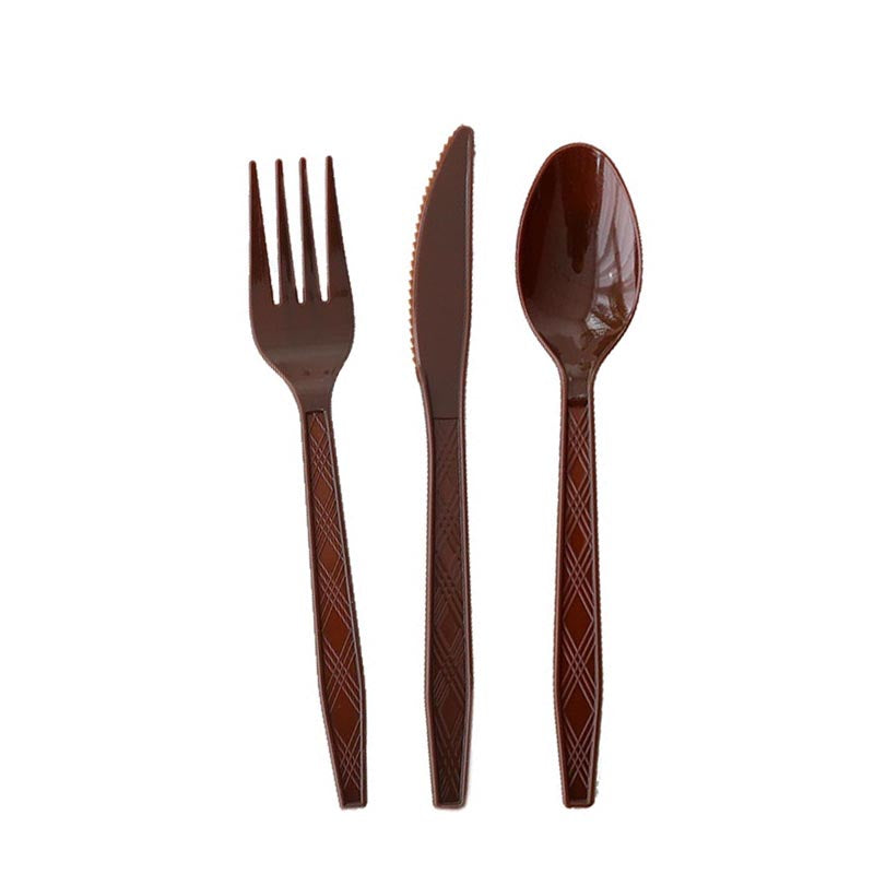 Reusable Plastic Cutlery 50Pcs  BROWN