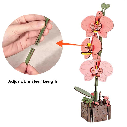 Butterfly Orchid 3D Flower Wooden Puzzles DIY Laser-Precise Wooden Flowers Model Kit