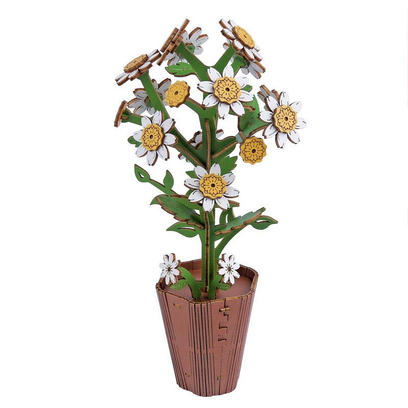 Chamomile 3D Flower Wooden Puzzles DIY Laser-Precise Wooden Flowers Model Kit