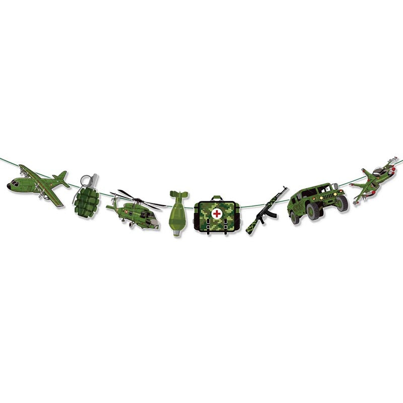 Green Cama Lovers Theme Happy Birthday Decor︱Bunting Banner, Hanging Swirl, Cake Toppers